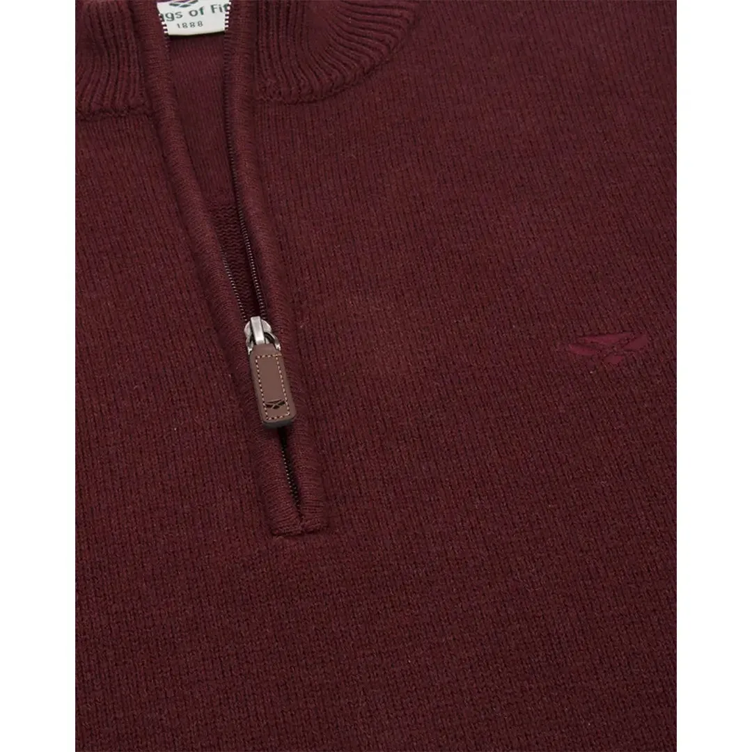 Falkirk Quarter Zip Pullover - Berry Red by Hoggs of Fife