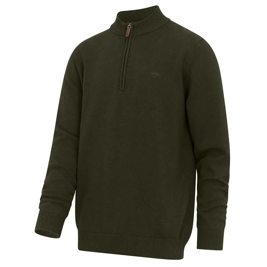 Falkirk Quarter Zip Pullover - Fern Green by Hoggs of Fife