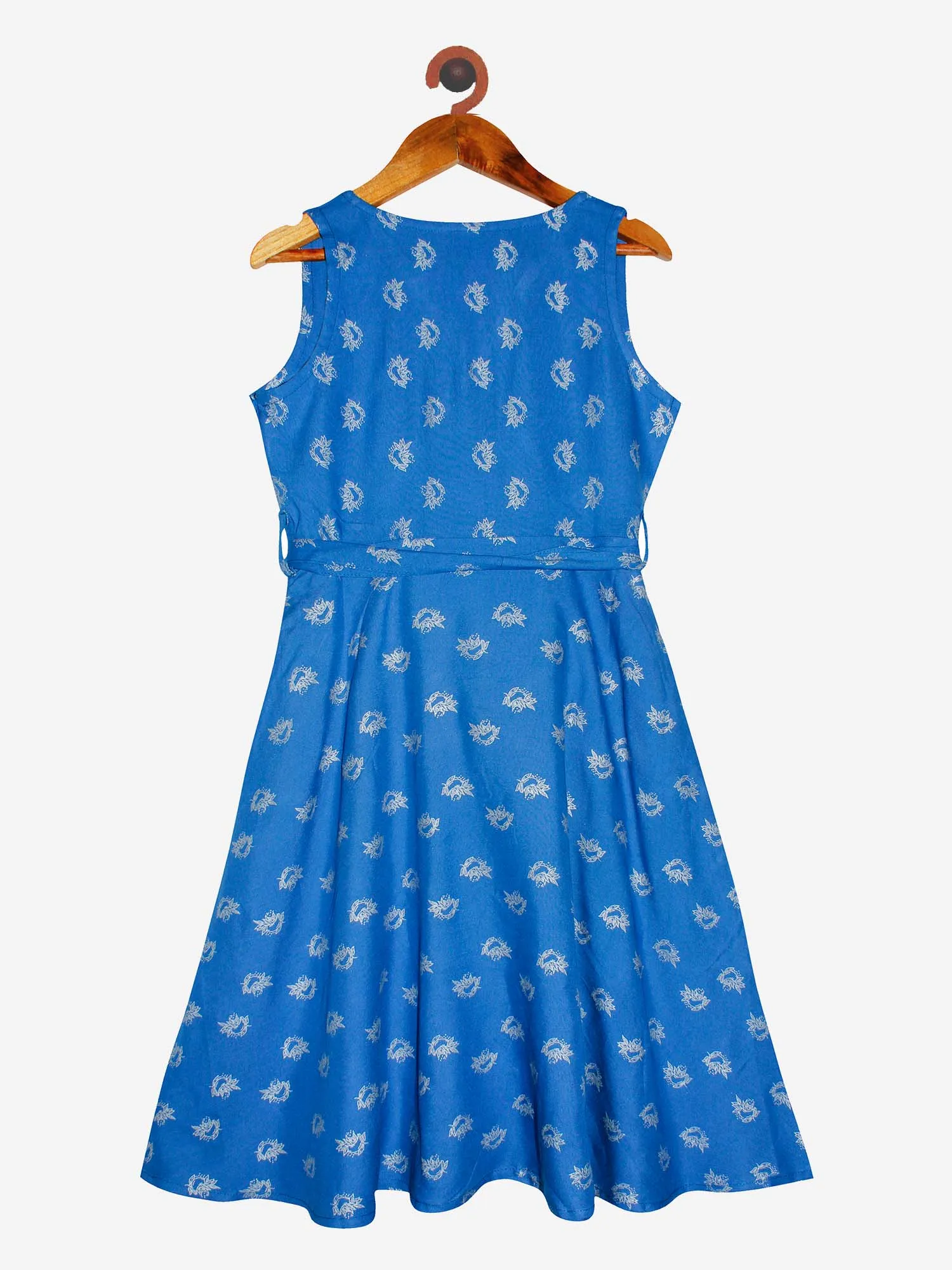 Girls Printed V Neck Layer Dress