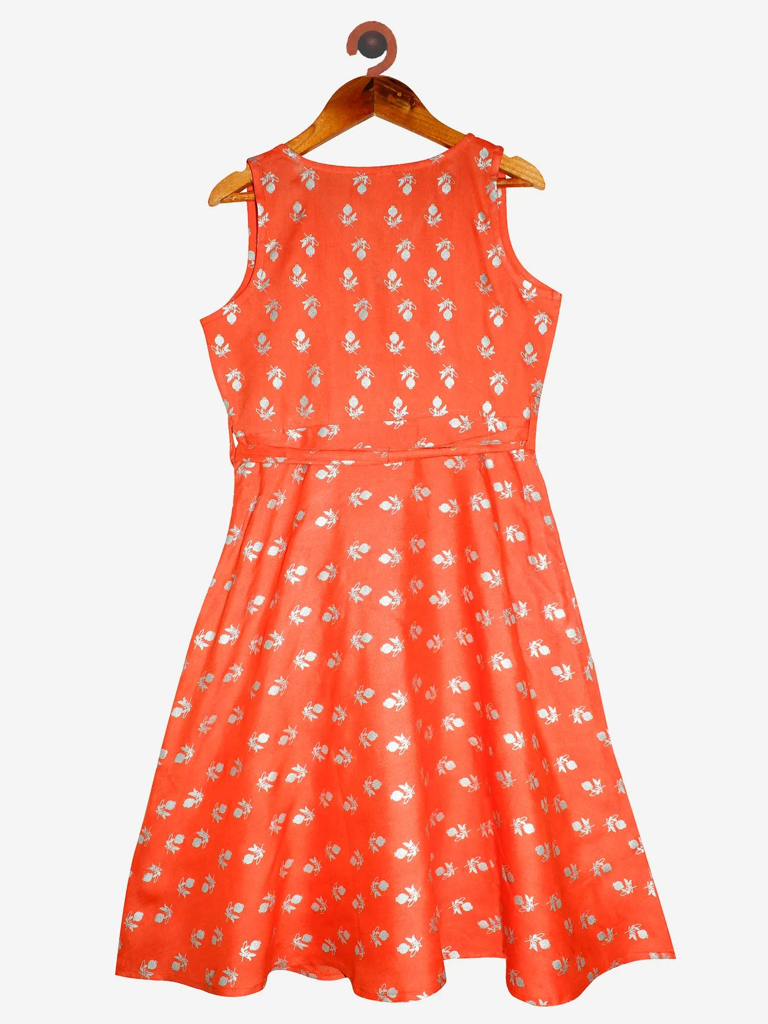 Girls Printed V Neck Layer Dress