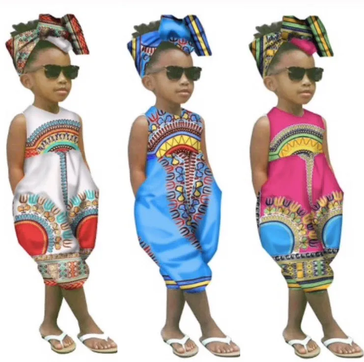 Girls Tribal Sleeveless Romper/Jumpsuit 2 Pcs