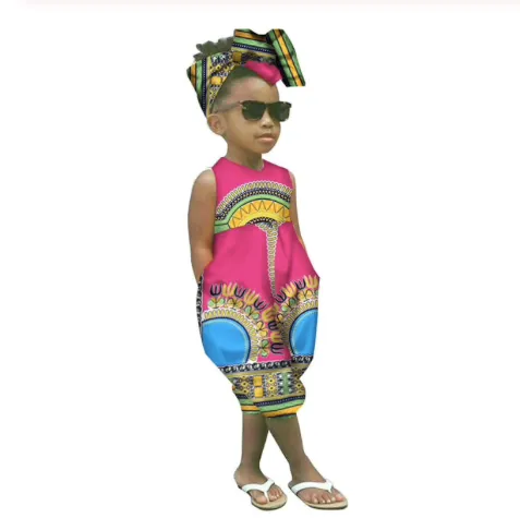 Girls Tribal Sleeveless Romper/Jumpsuit 2 Pcs