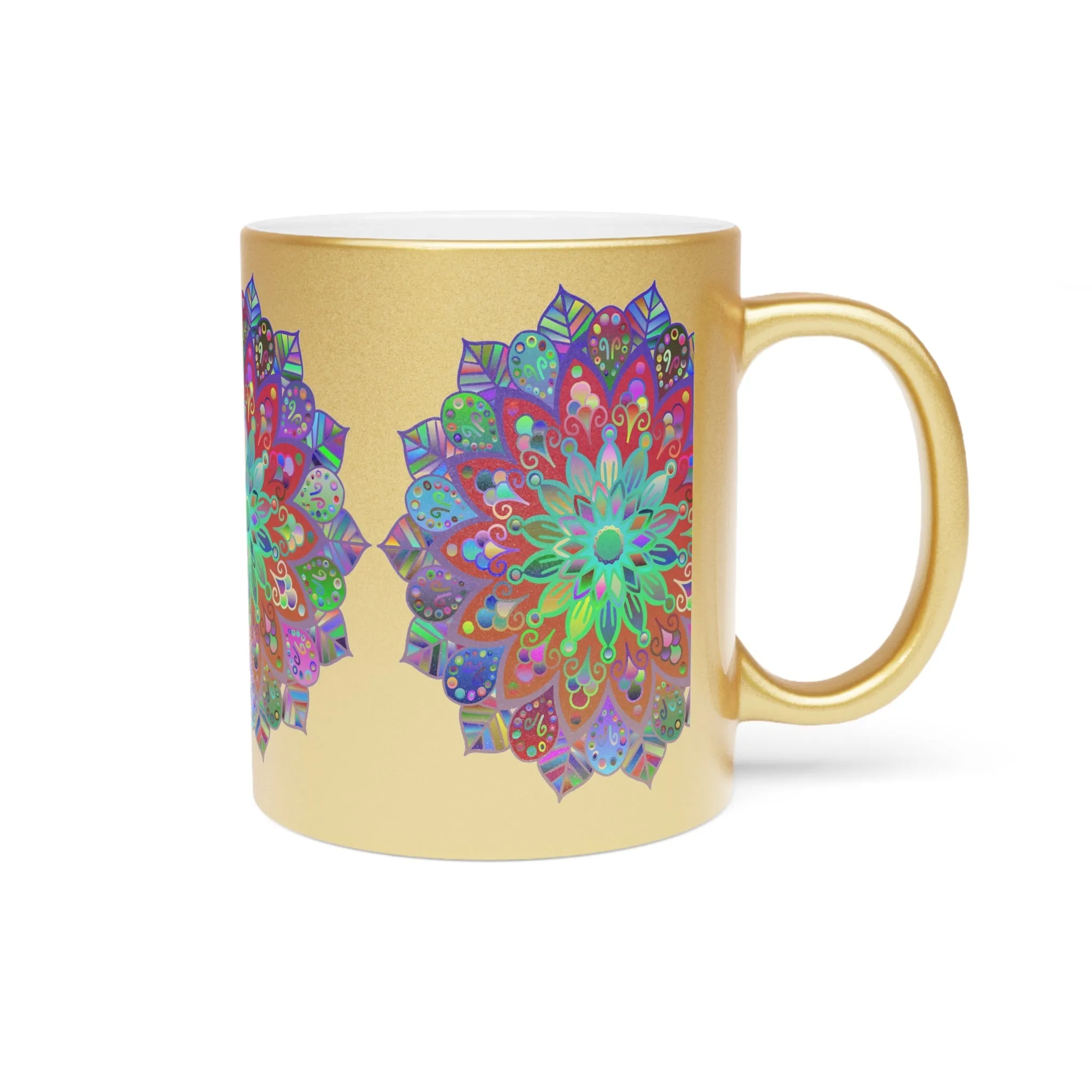 Handmade Mandala Art Metallic Mug - Unique Gift