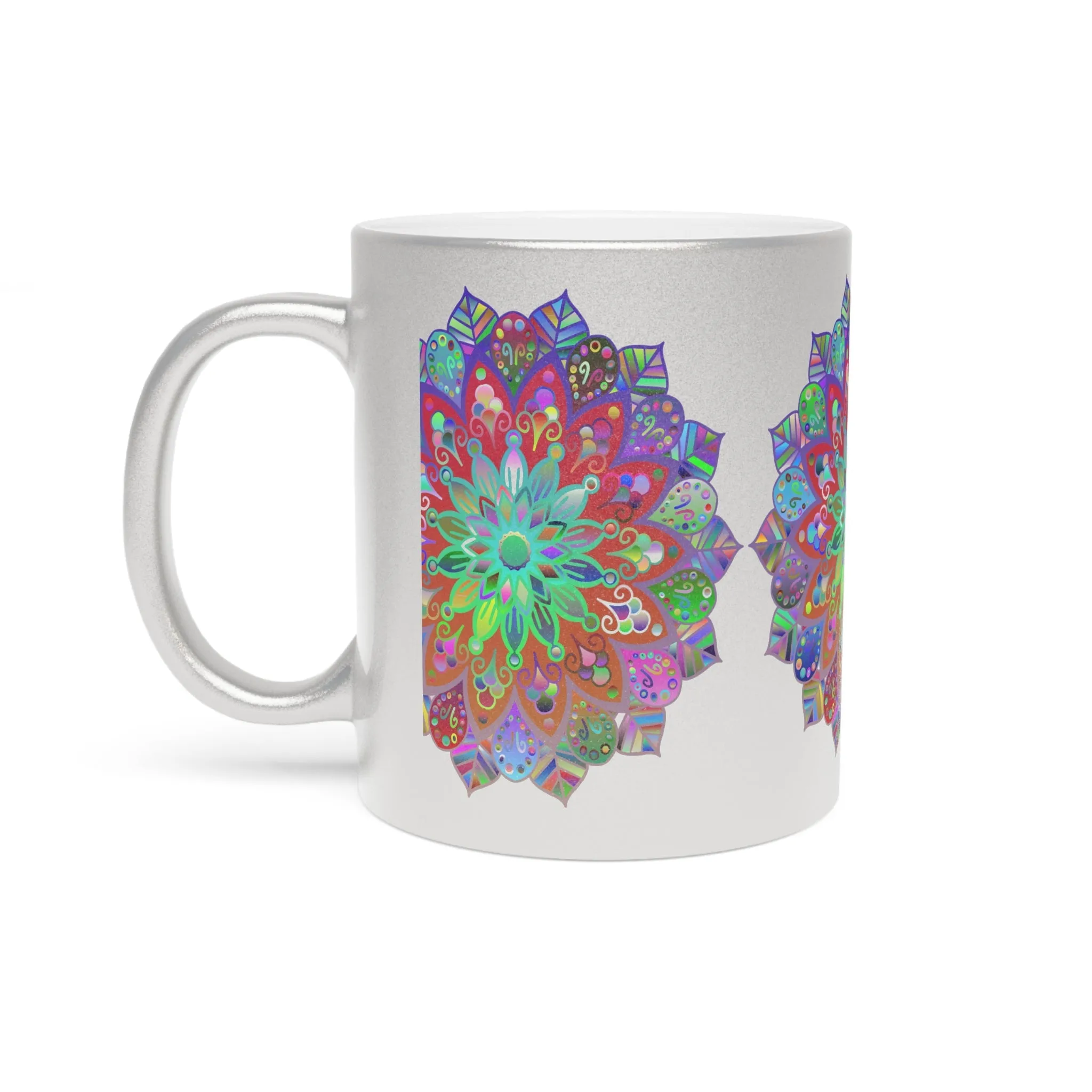 Handmade Mandala Art Metallic Mug - Unique Gift