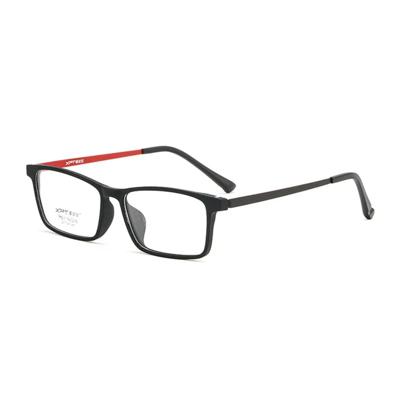 Hotony Unisex Full Rim Rectangle TR 90 Resin B Titanium Frame Eyeglasses 9821