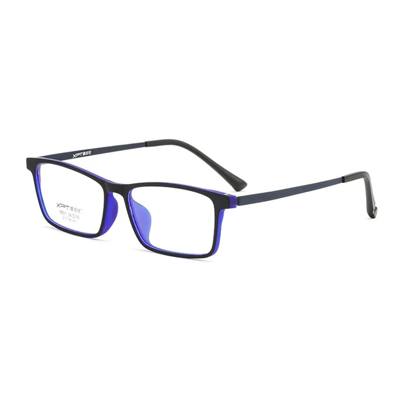 Hotony Unisex Full Rim Rectangle TR 90 Resin B Titanium Frame Eyeglasses 9821