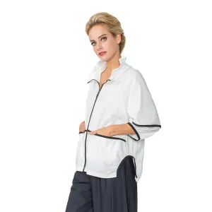 IC Collection Short Zip Jacket in White/Black - 6010J-WT - Sizes S & XXL Only!