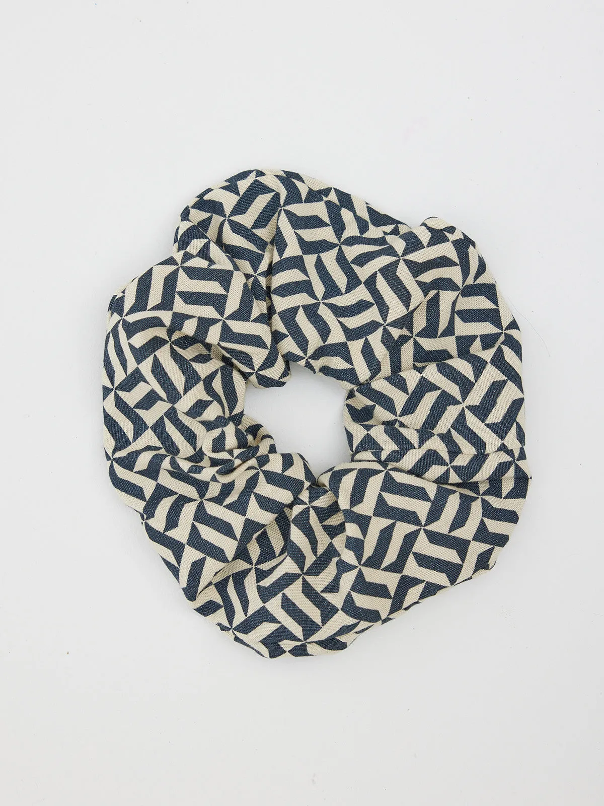 India - Hair Scrunchie - Lola Navy Geo Print