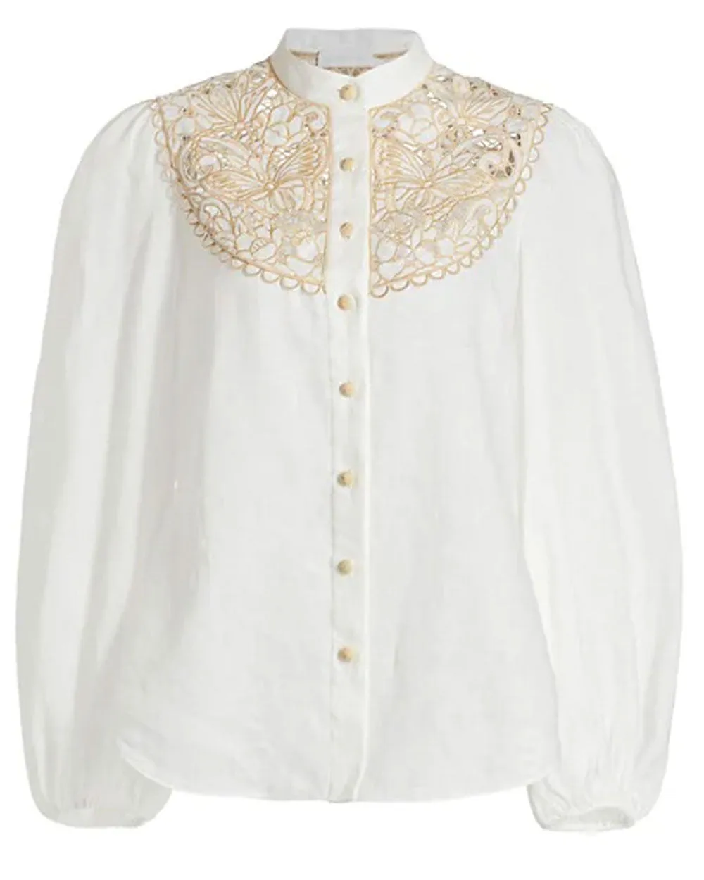 Ivory Butterfly Yoke Blouse