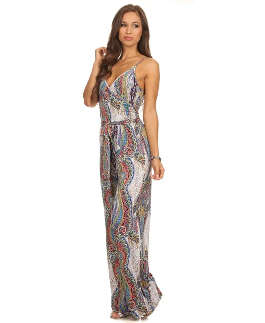 Jumpsuit Romper Paisley Ivory Blue