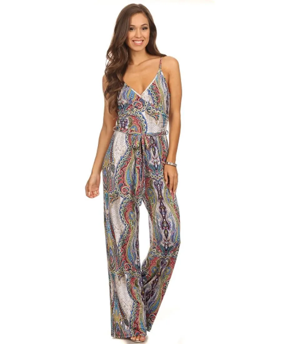 Jumpsuit Romper Paisley Ivory Blue