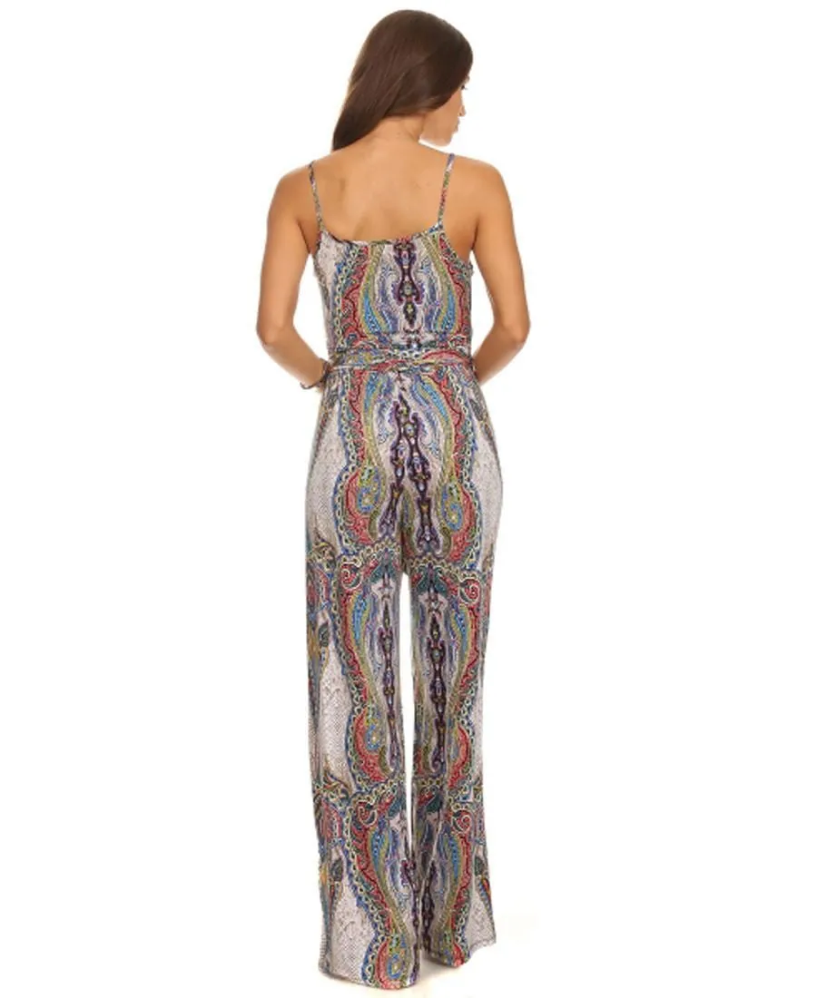 Jumpsuit Romper Paisley Ivory Blue