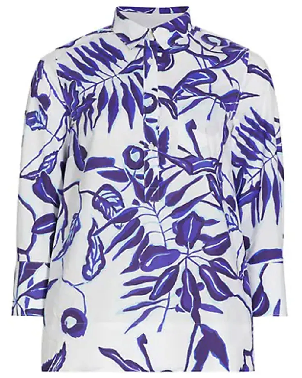 Jungle White and Blue Poplin Jackie Shirt