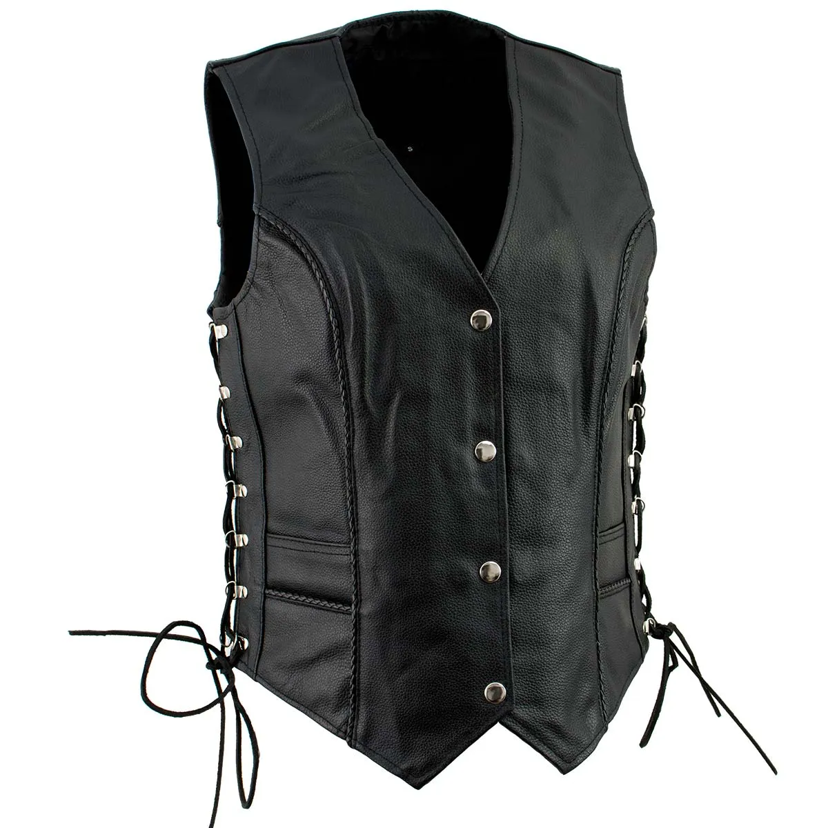 Ladies XS761 Classic Braided Leather Vest with Side Laces