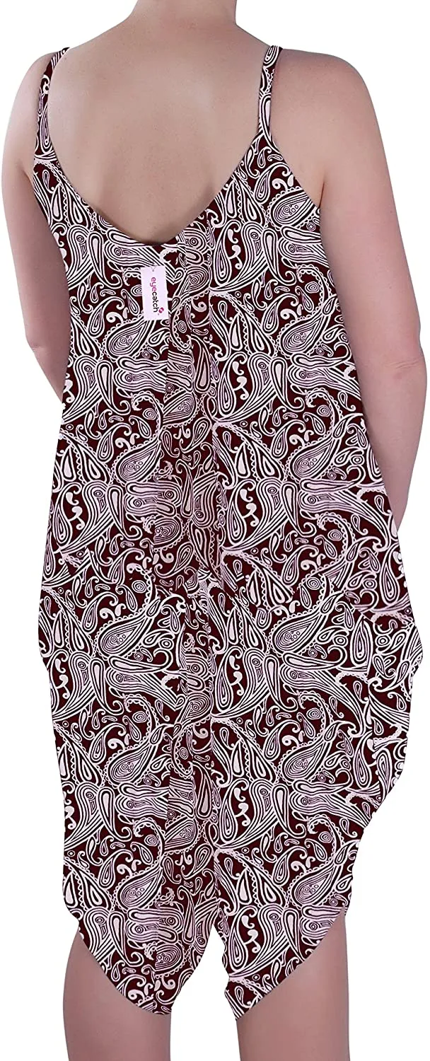 Lagenlook Strappy Jumpsuit Paisley Brown