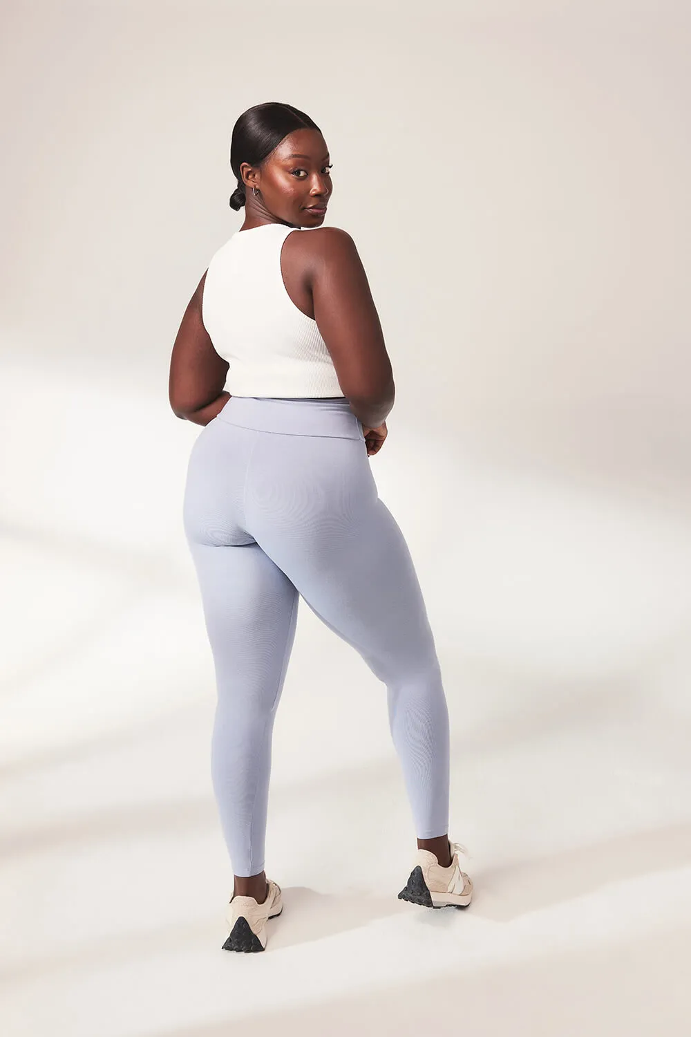 Lightweight Everyday High Waisted Leggings - Powder Blue