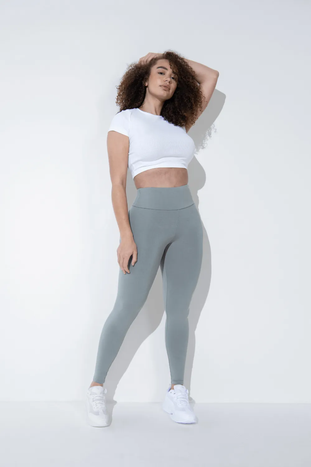 Lightweight Everyday High Waisted Leggings - Sage Green