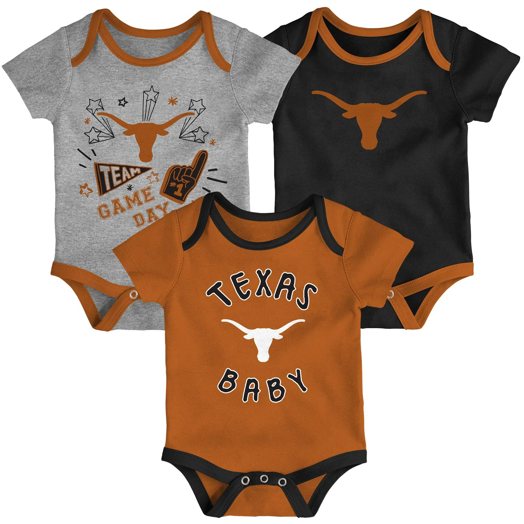 Longhorns Gameday 3 Piece Bodysuit Set