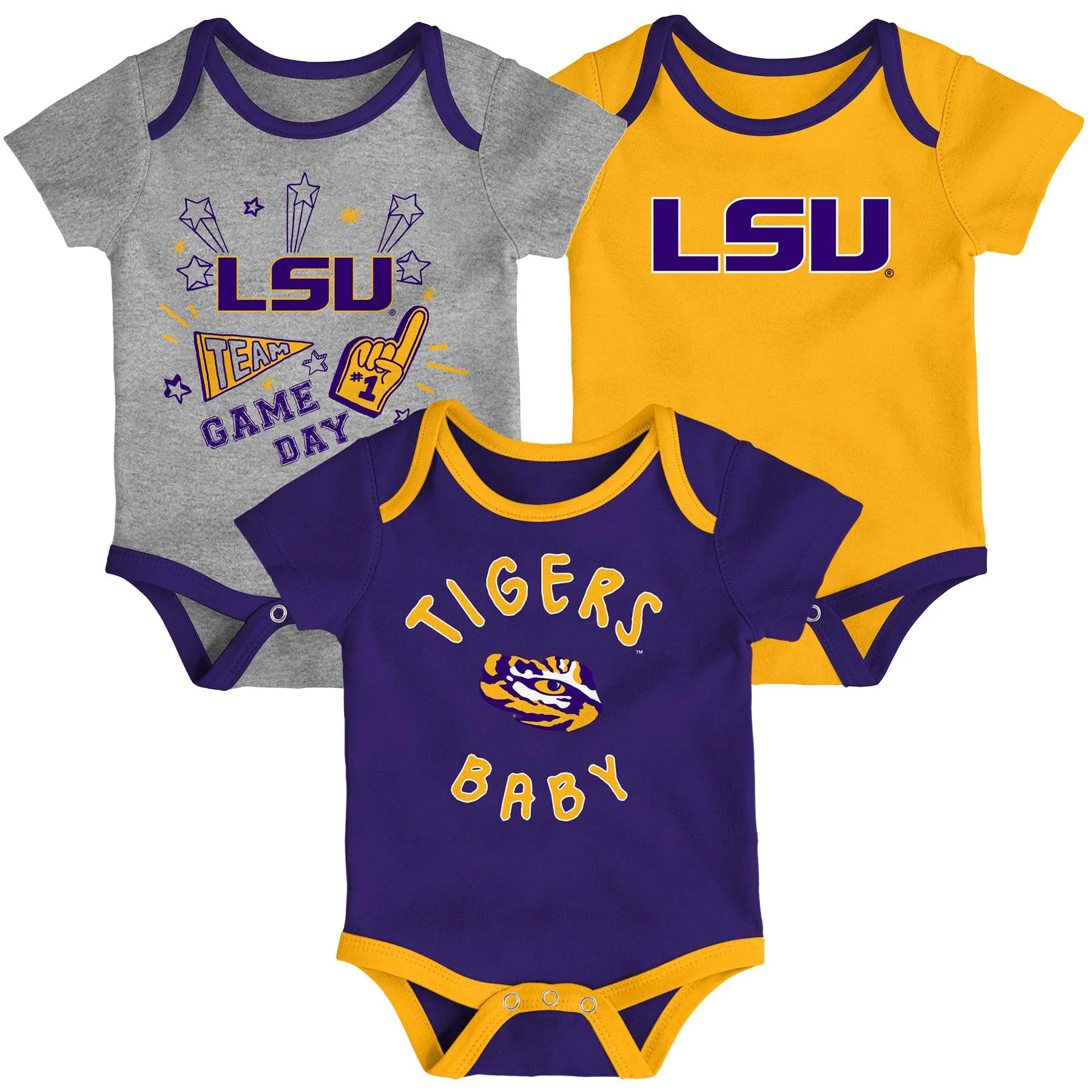 LSU Gameday 3 Piece Bodysuit Set