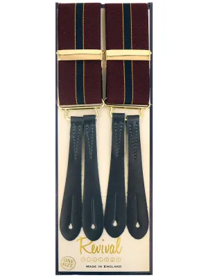 Maroon & Blue Stripe Braces with Blue Leather Loops