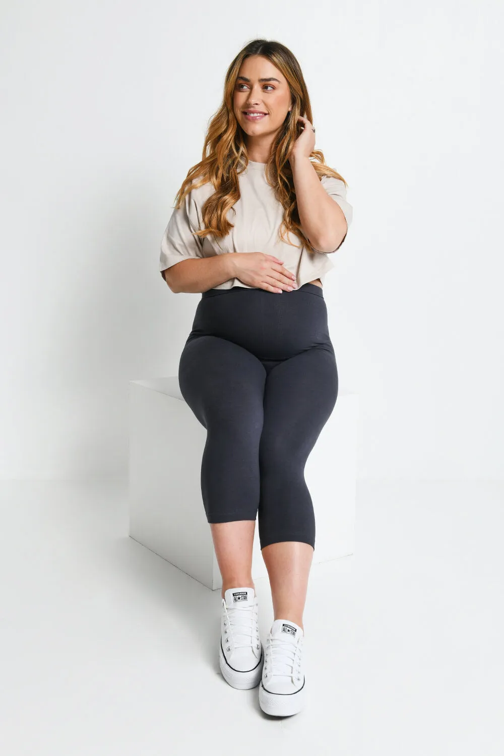 Maternity Everyday Cropped Leggings - Odyssey Grey