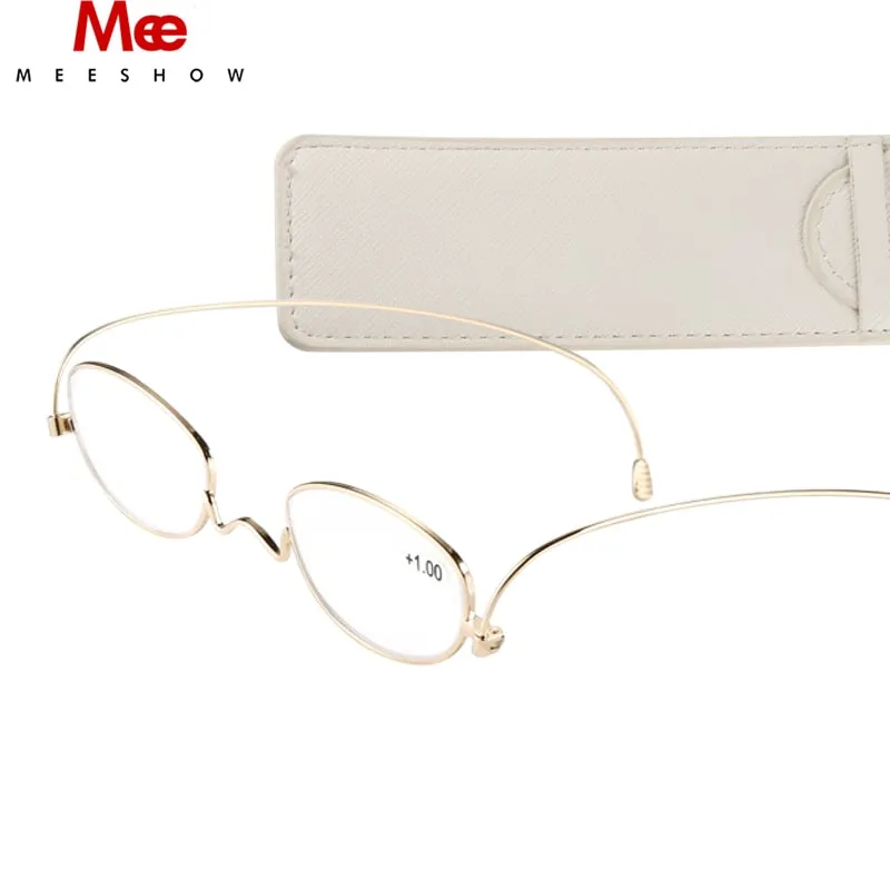 Meeshow Unisex Full Rim Oval Titanium Reading Glasses 0390