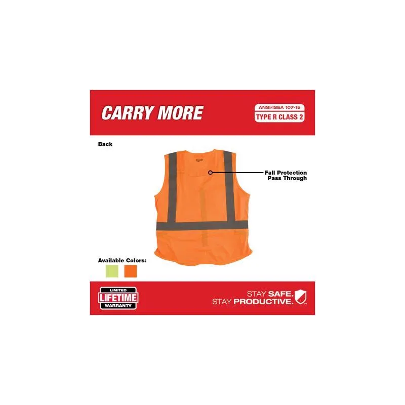 Milwaukee Reflective Safety Vest Hi-Viz Orange L/XL