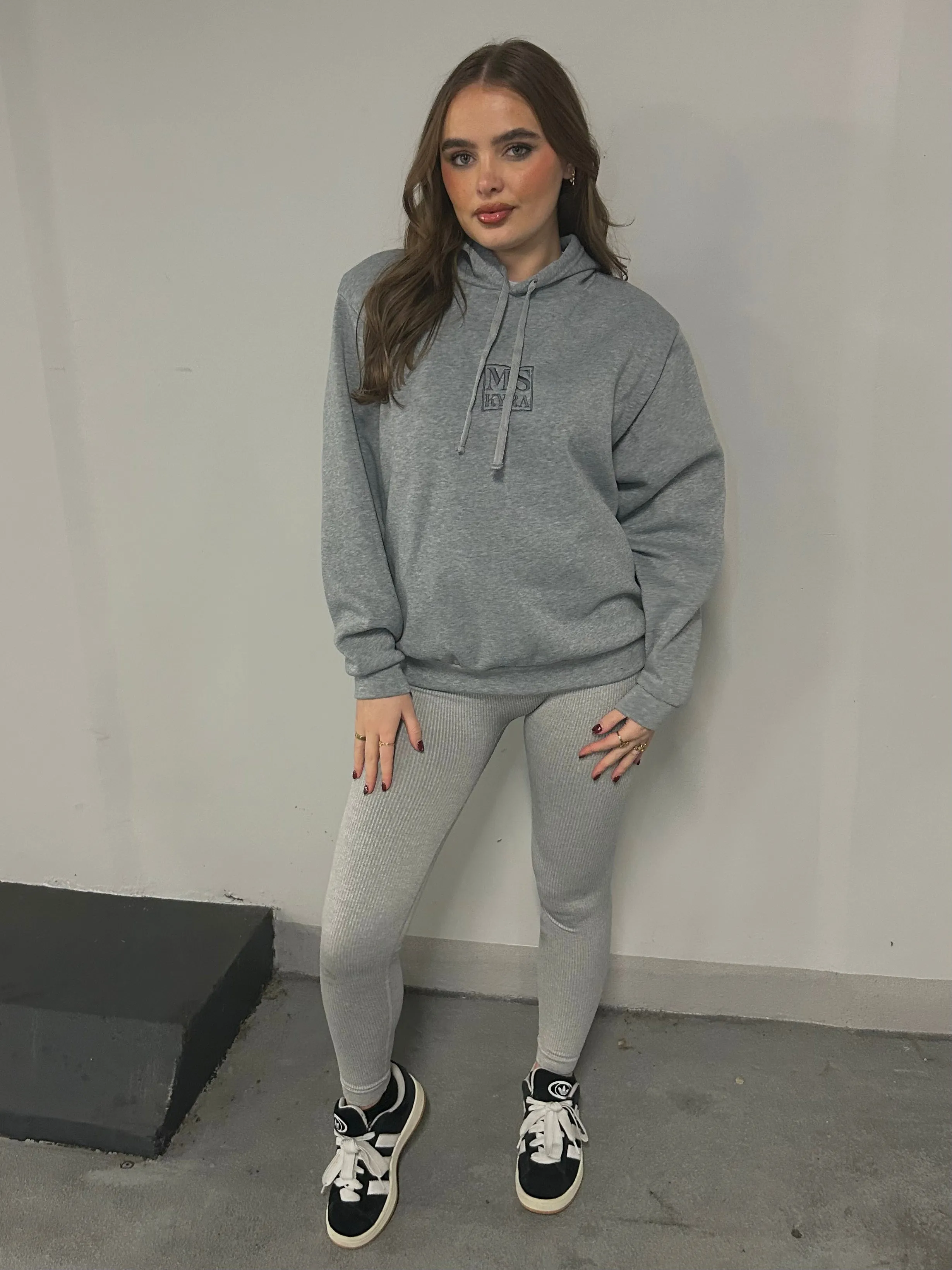 Miskyra Embroidered Hoodie - Grey