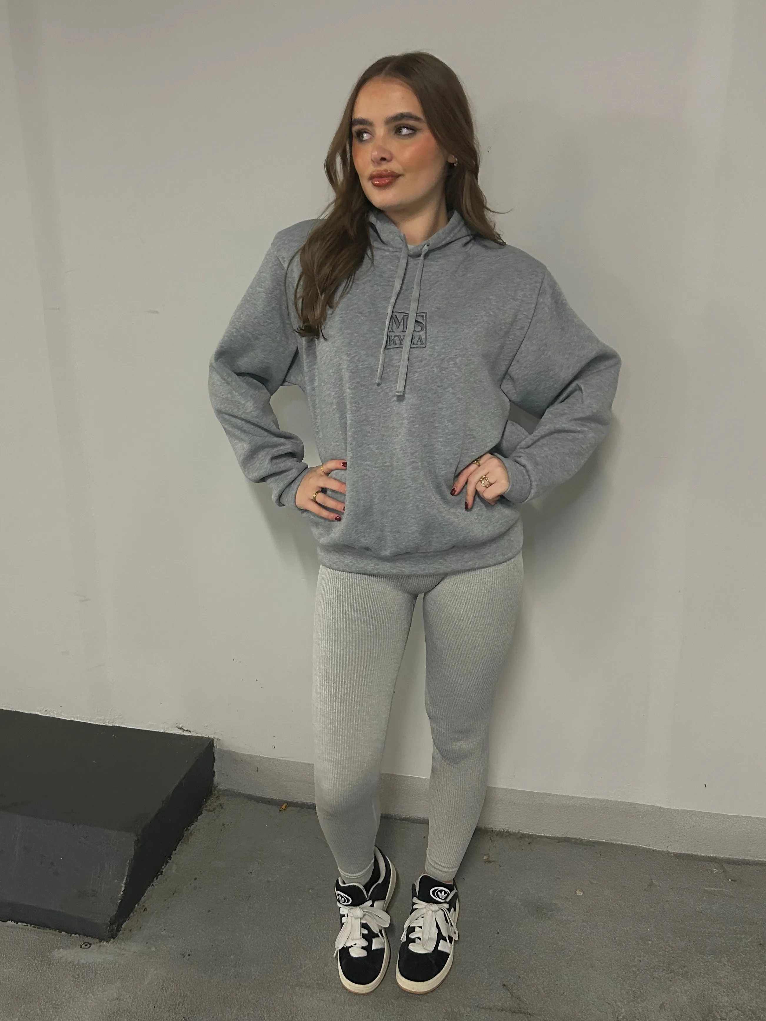 Miskyra Embroidered Hoodie - Grey