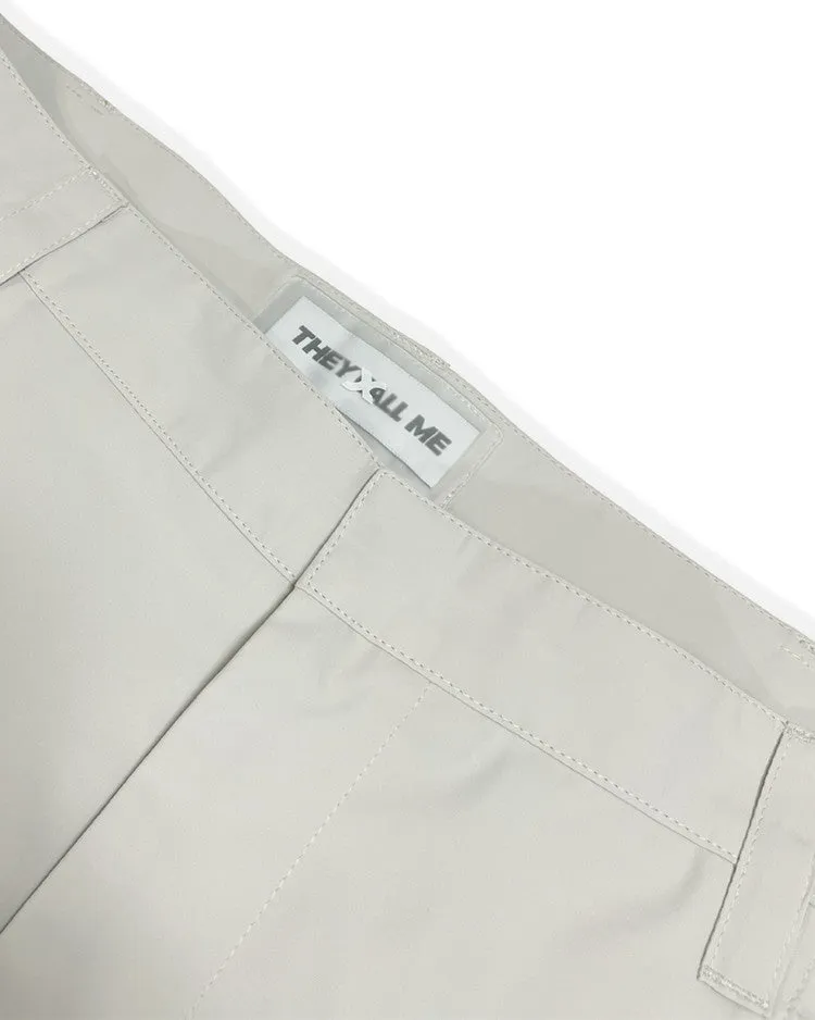 Multi zip pants beige gray