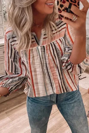 Multicolor Striped Sleeve Blouse