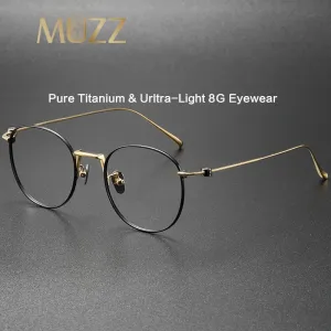 Muzz Mens Dual Color Full Rim Round Titanium Eyeglasses 871