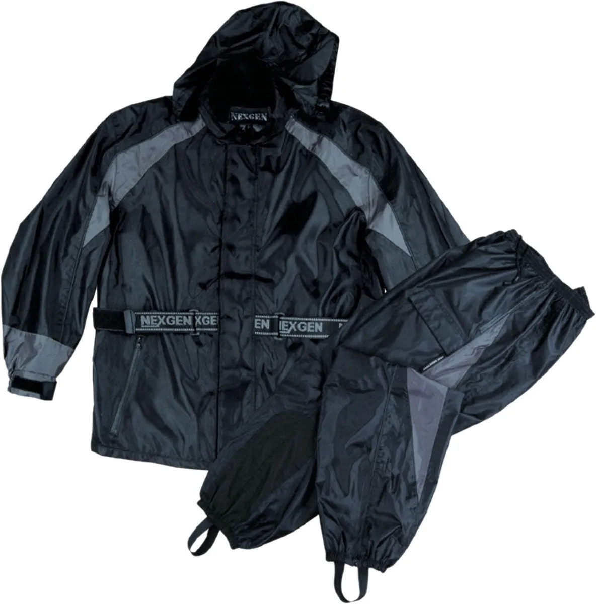 NexGen Men's SH2050 Black and Grey Hooded Water Proof Armored Rain