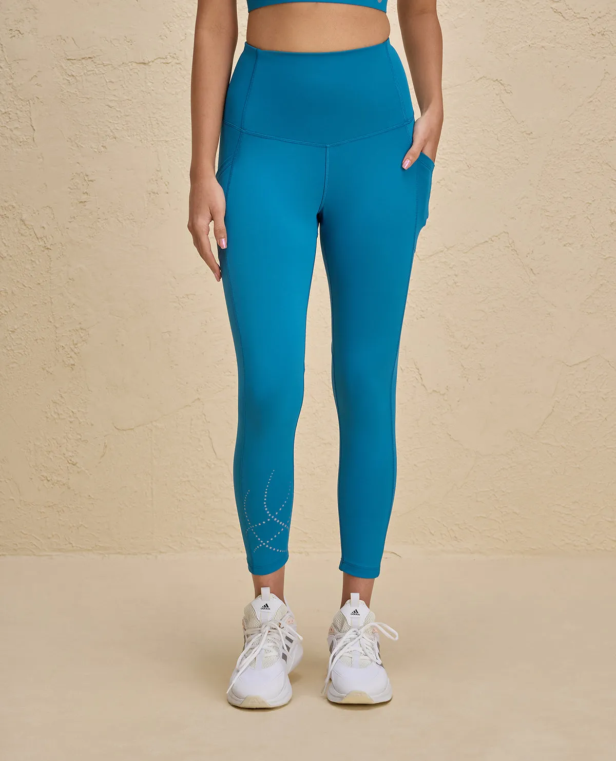 Nykd By Nykaa High Rise Legging with Reflective Print -NYK299-Teal