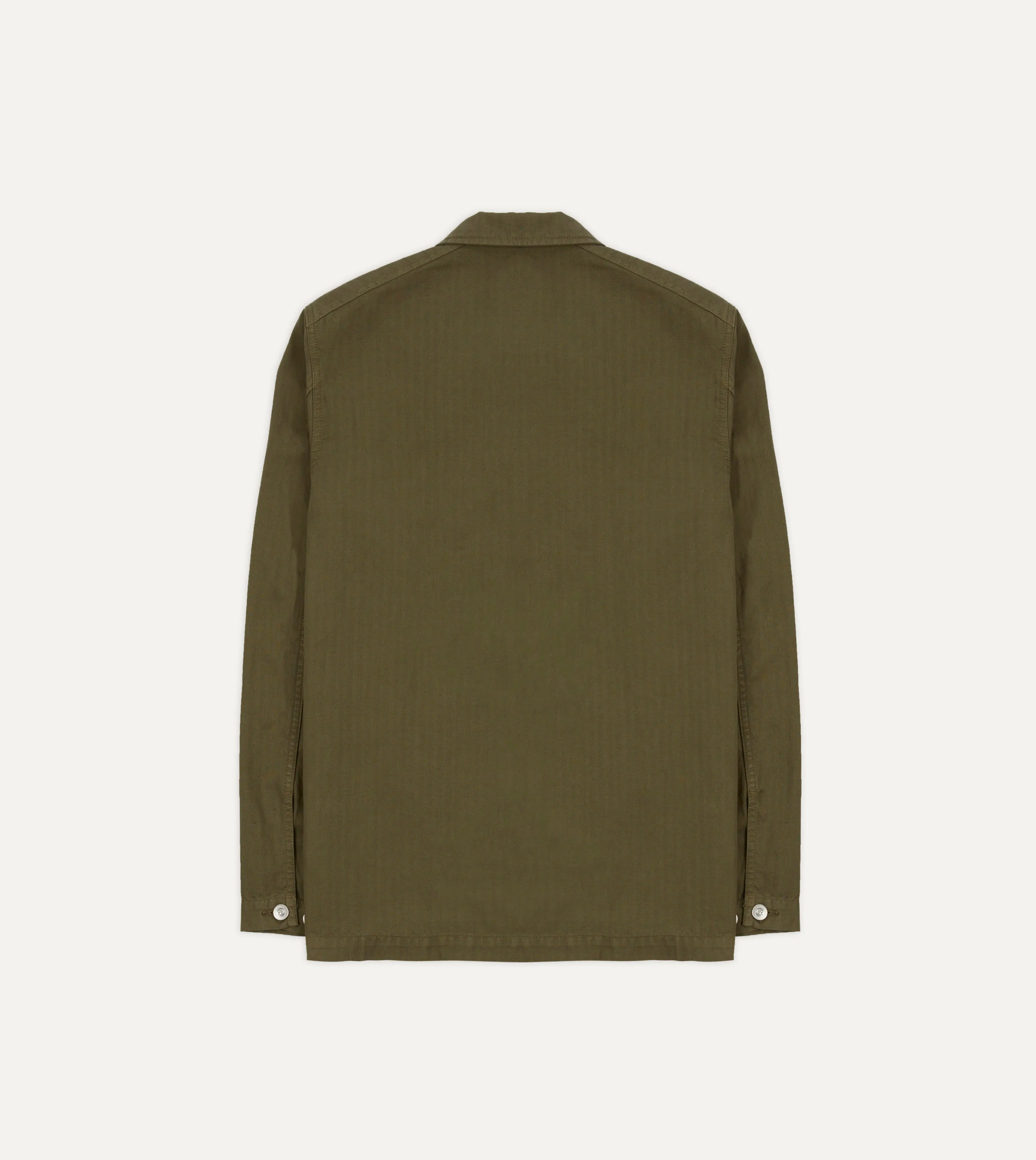 Olive Cotton-Linen Herringbone Fatigue Jacket