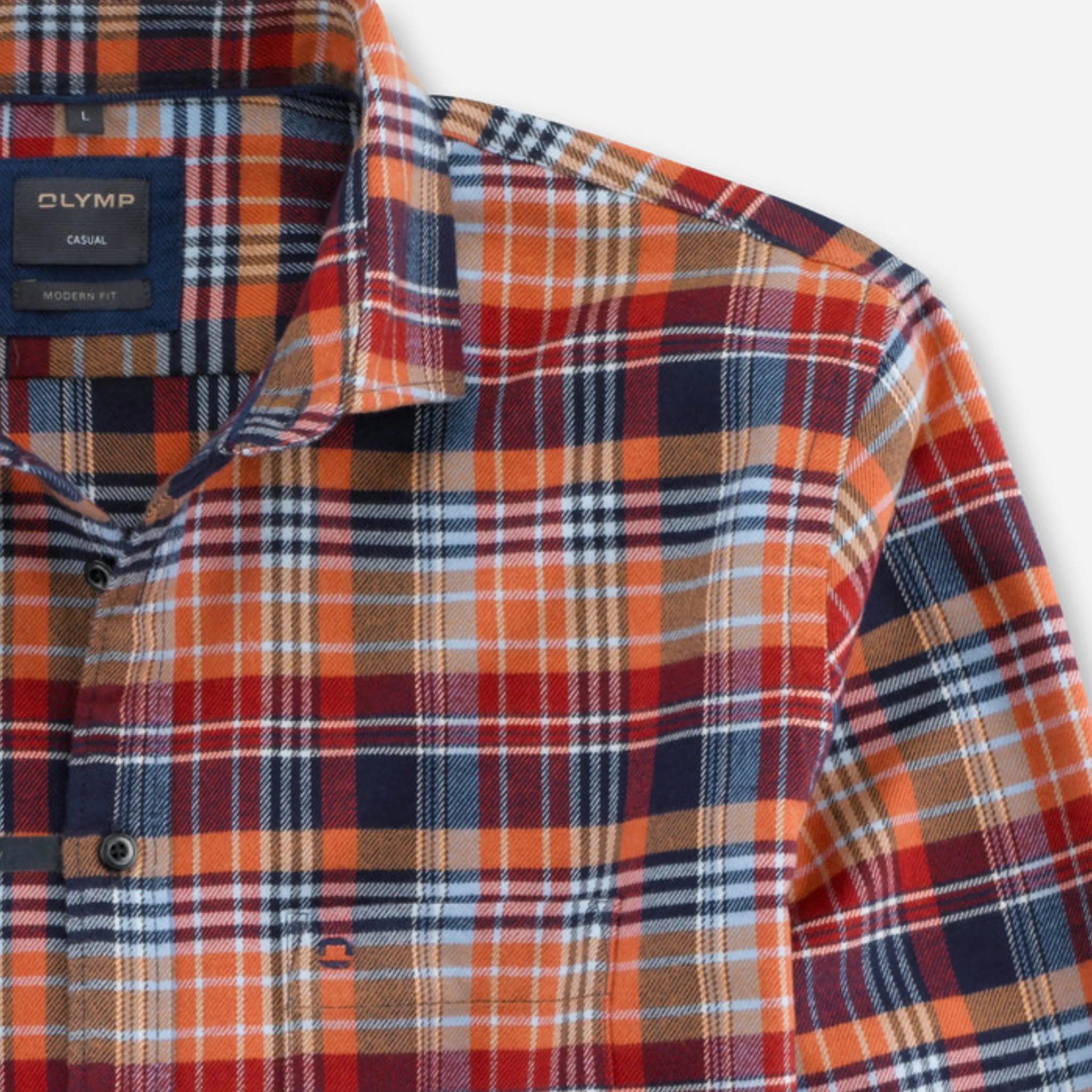 Olymp Soft Brushed Cotton Button Down Casual Check Shirt 4074