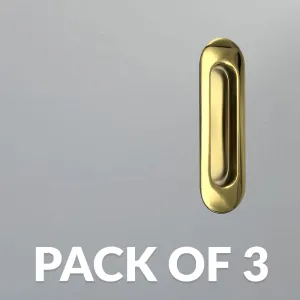 Pack of Three Burbank 120mm Sliding Door Oval Flush Pulls - Polished Gold Finish