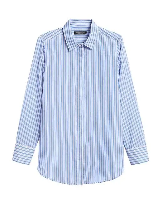 Parker Tunic-Fit Shirt in Bold Blue Stripe