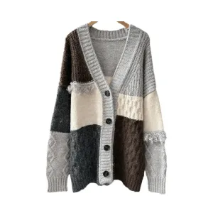 Pre Order:  Patchwork Cable Knit Jacket