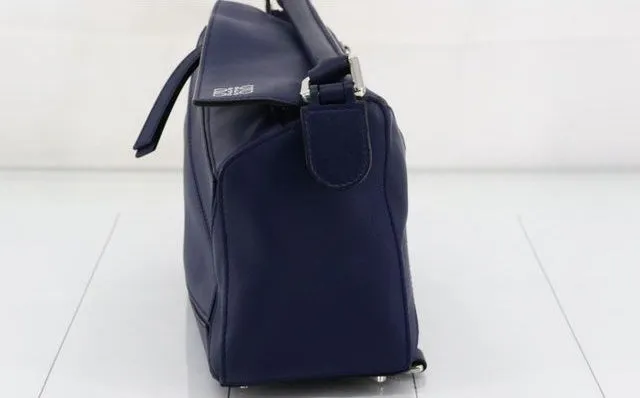 Pre-Owned Loewe Puzzle Bag Navy Leather Small Crossbody Bag