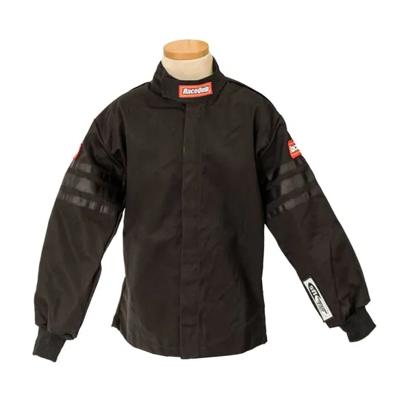 RaceQuip Single Layer Fire Suit Jacket - Black w/Black Stripes - Kids XX-Small - 1969990