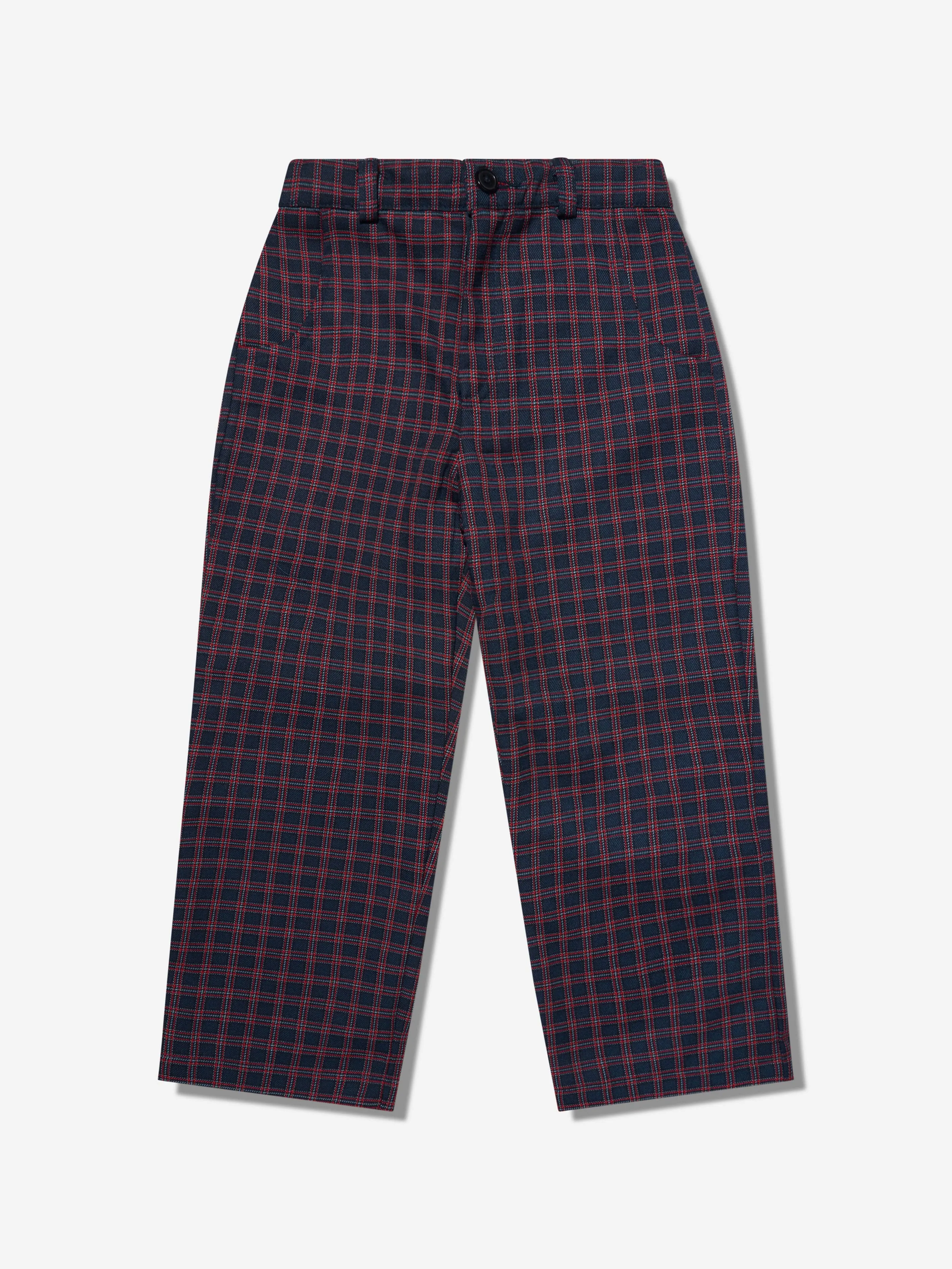 Rachel Riley Boys Mini Check Trousers in Navy