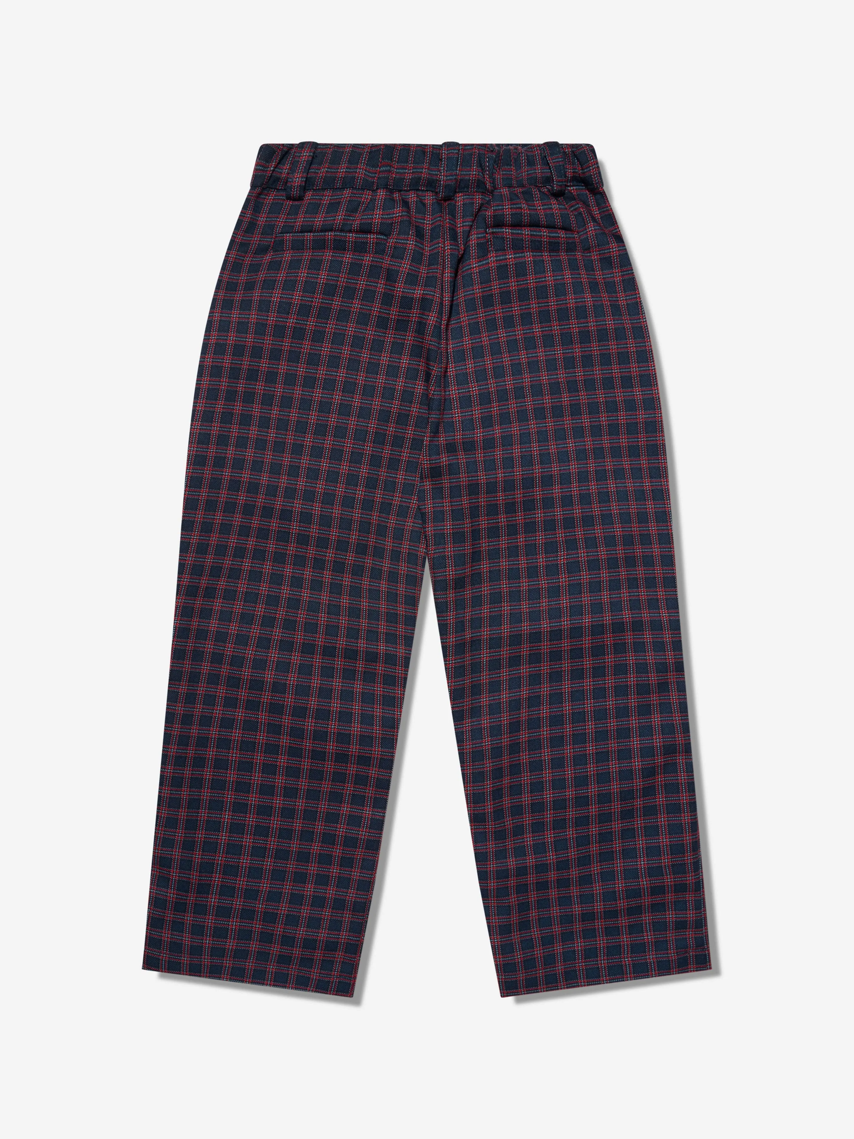 Rachel Riley Boys Mini Check Trousers in Navy