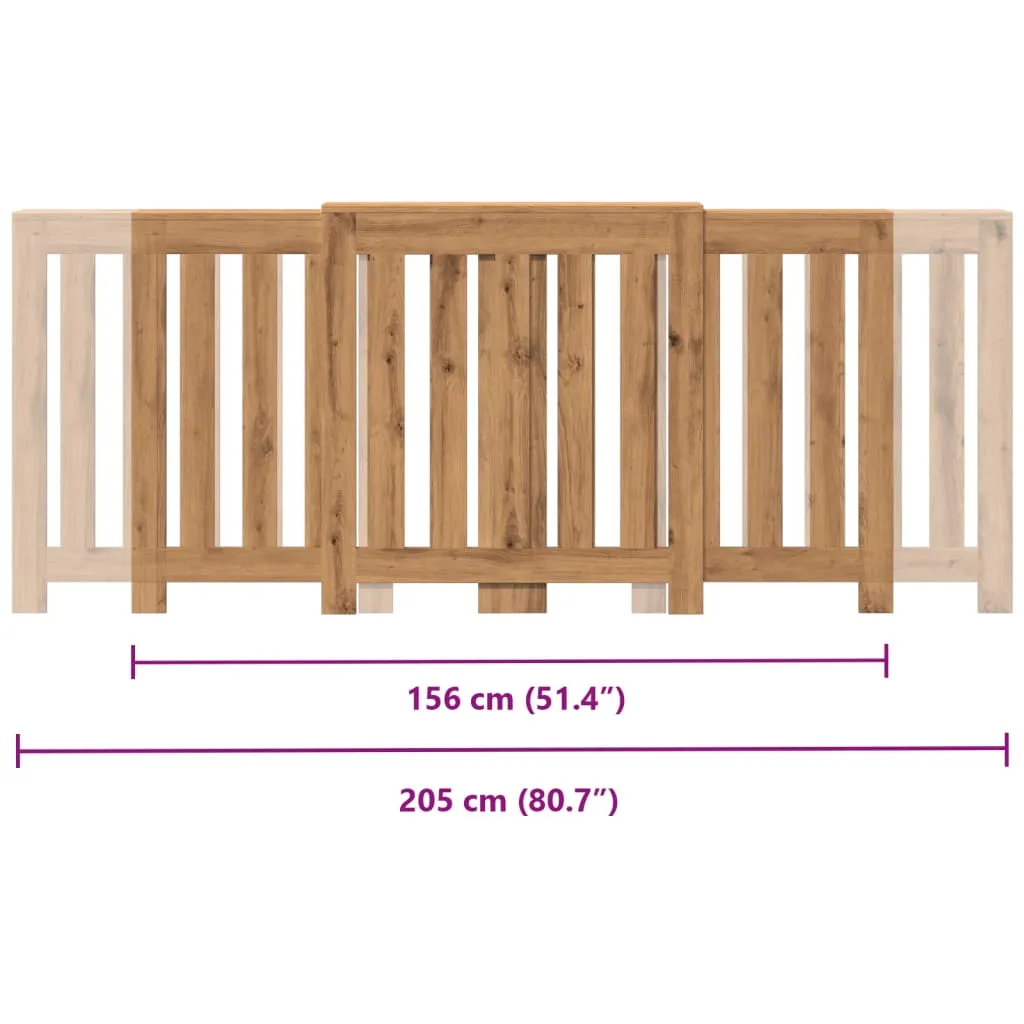 Radiator Cover Artisian Oak 205x21.5x83.5 cm Engineered Wood