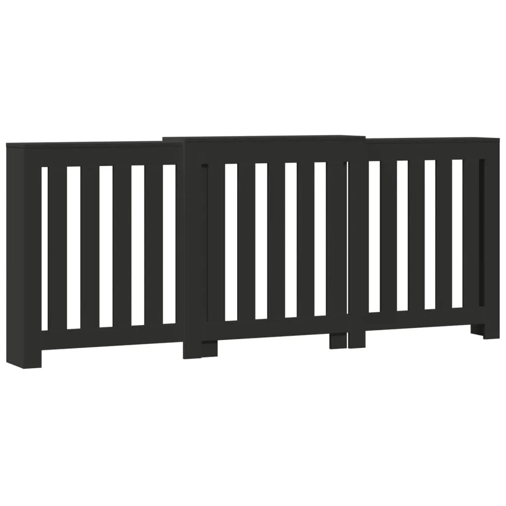 Radiator Cover Black 205x21.5x83.5 cm Engineered Wood