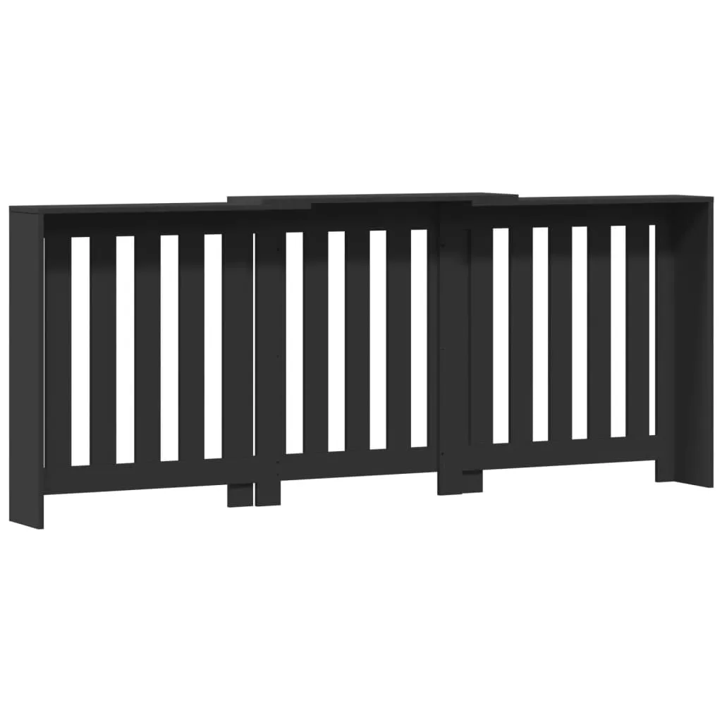 Radiator Cover Black 205x21.5x83.5 cm Engineered Wood