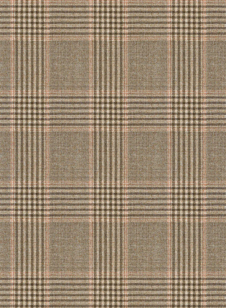 Reda Pale Brown Checks Wool Suit