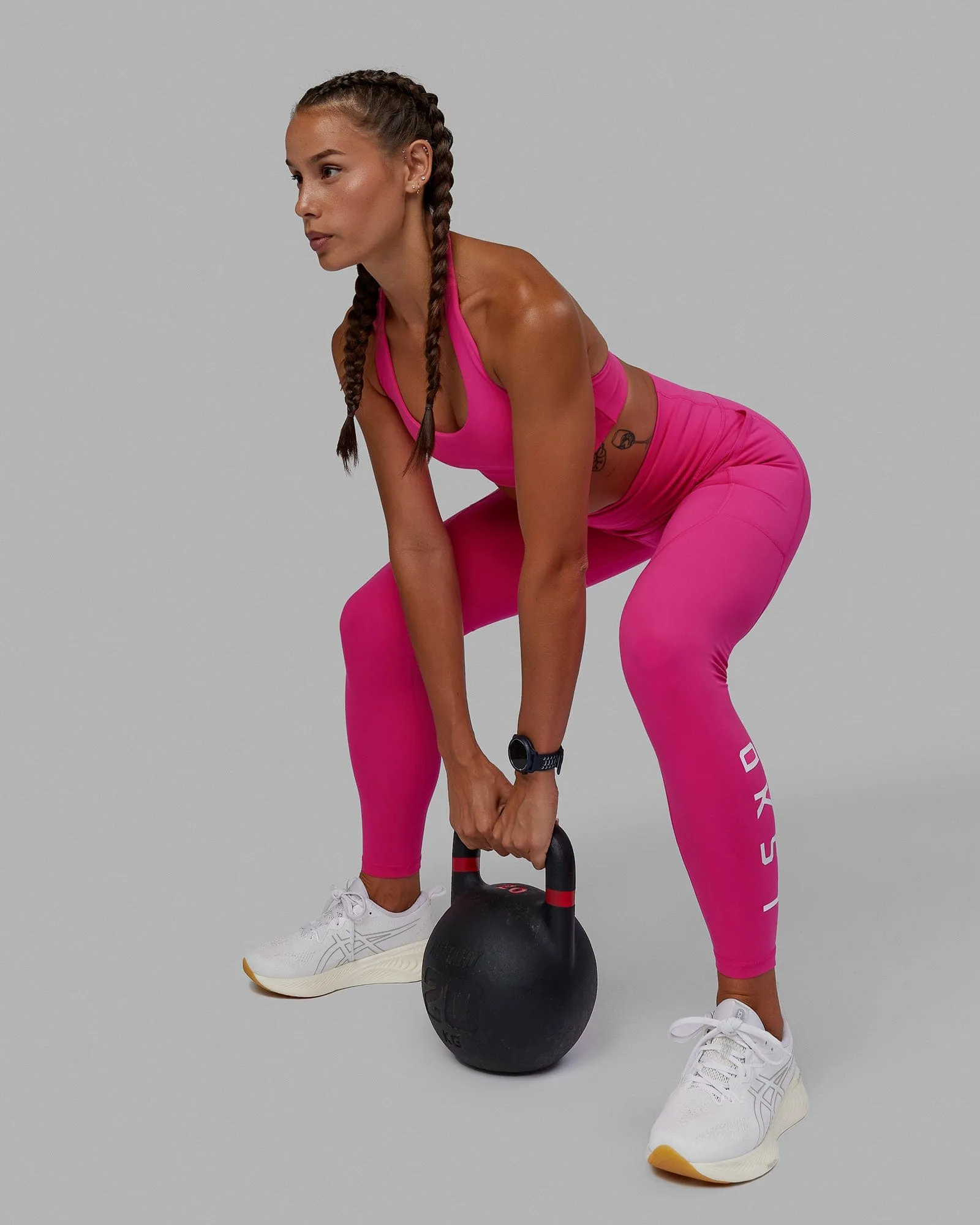 Rep Full Length Leggings - Ultra Pink-White