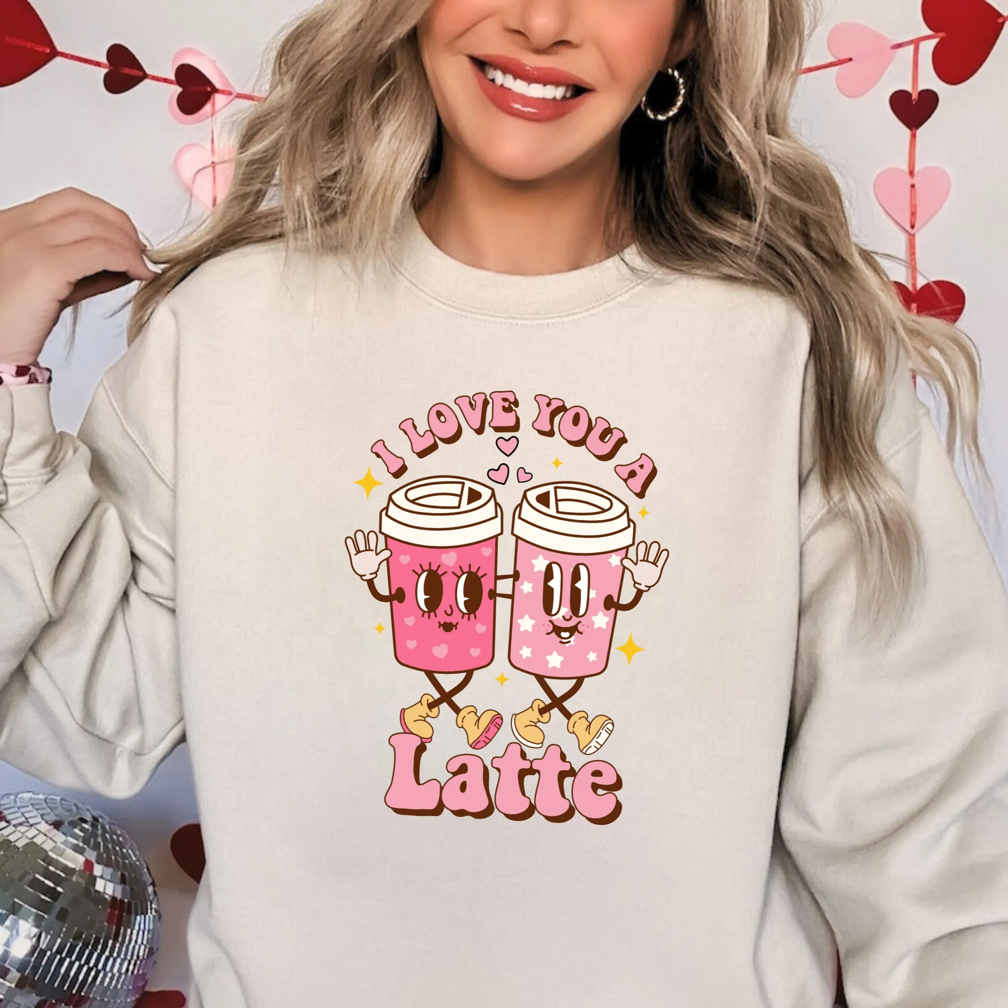 Retro I Love You A Latte Valentine's Sweatshirt