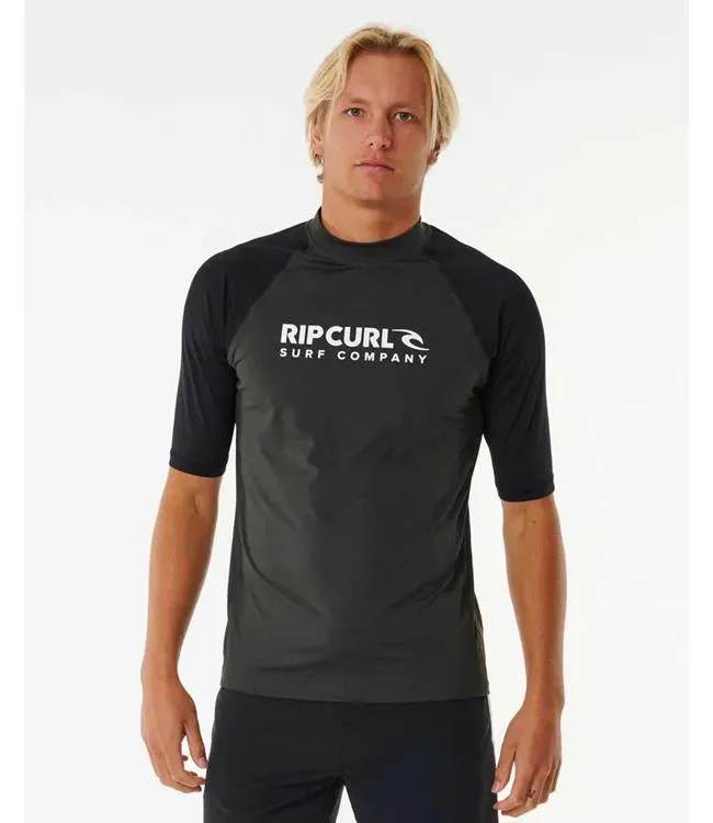 Ripcurl Shock Mens Short Sleeve Rashy (2024) - Black Marle